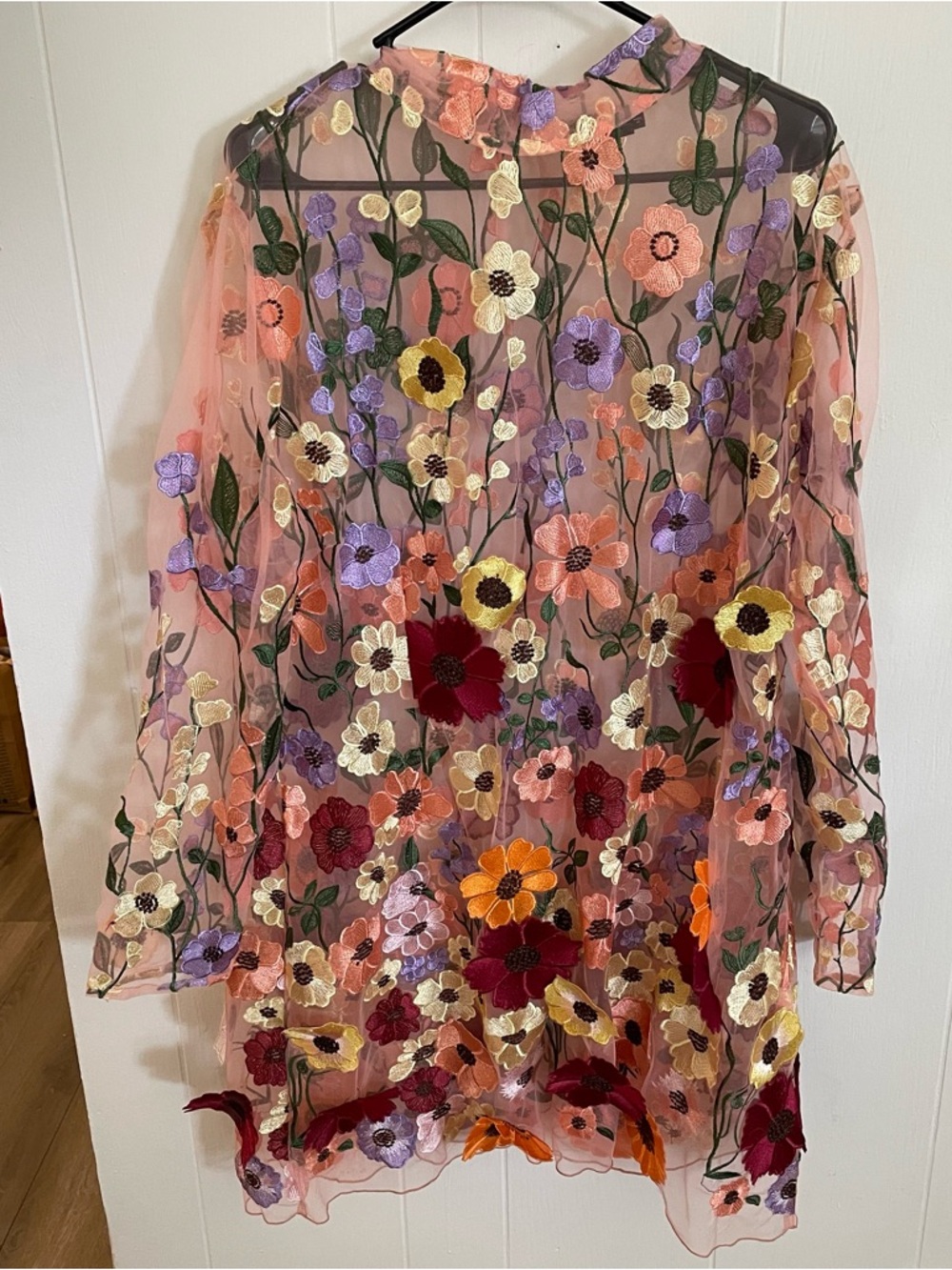 Finesse Sheer Floral Dress with Embroidered/Appliqué Flowers